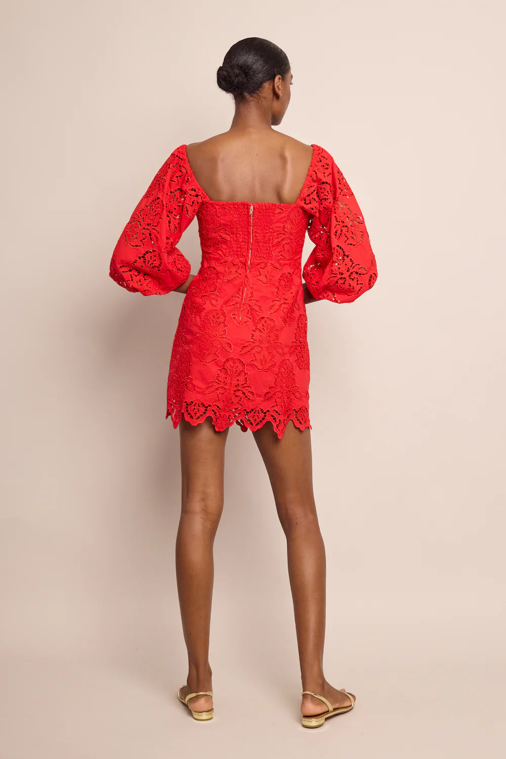 Montauk Dress in Red Embroidered Eyelet