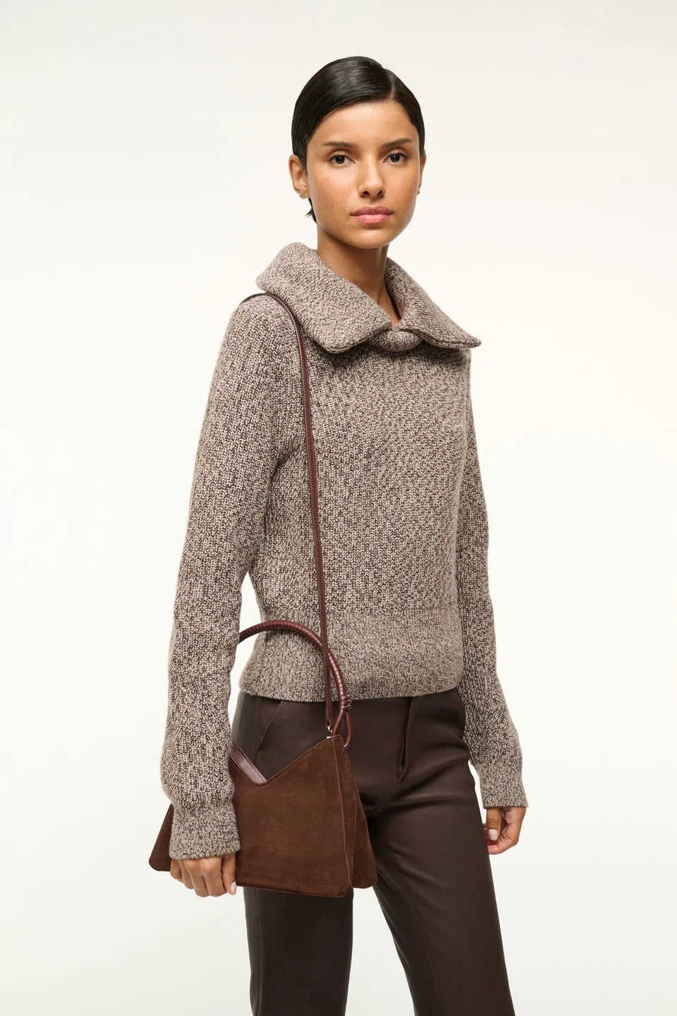 Valerie Shoulder Bag in Mahogany Suede