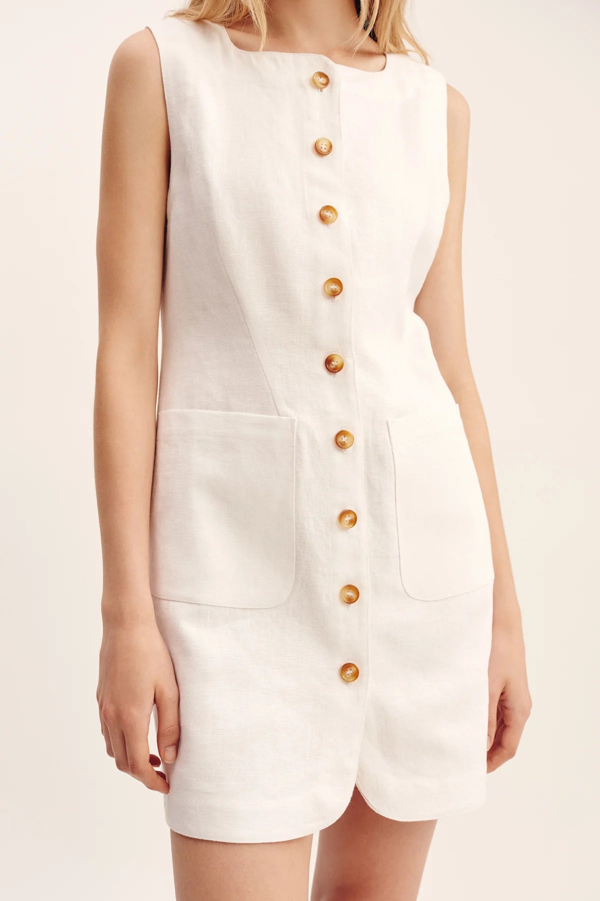 Emma Button Down Dress in Ivory