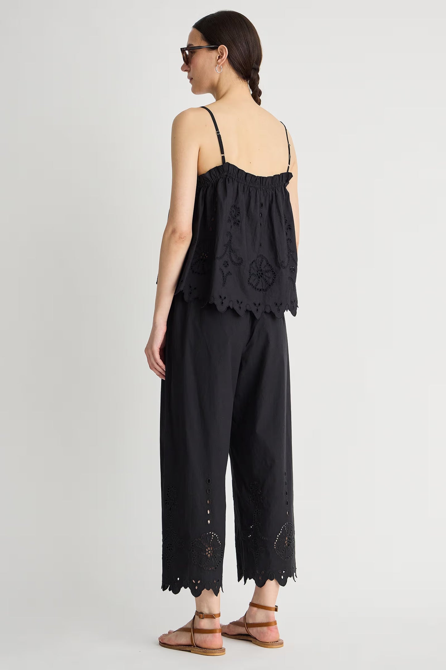 Embroidered Kari Pull On Pant in Black