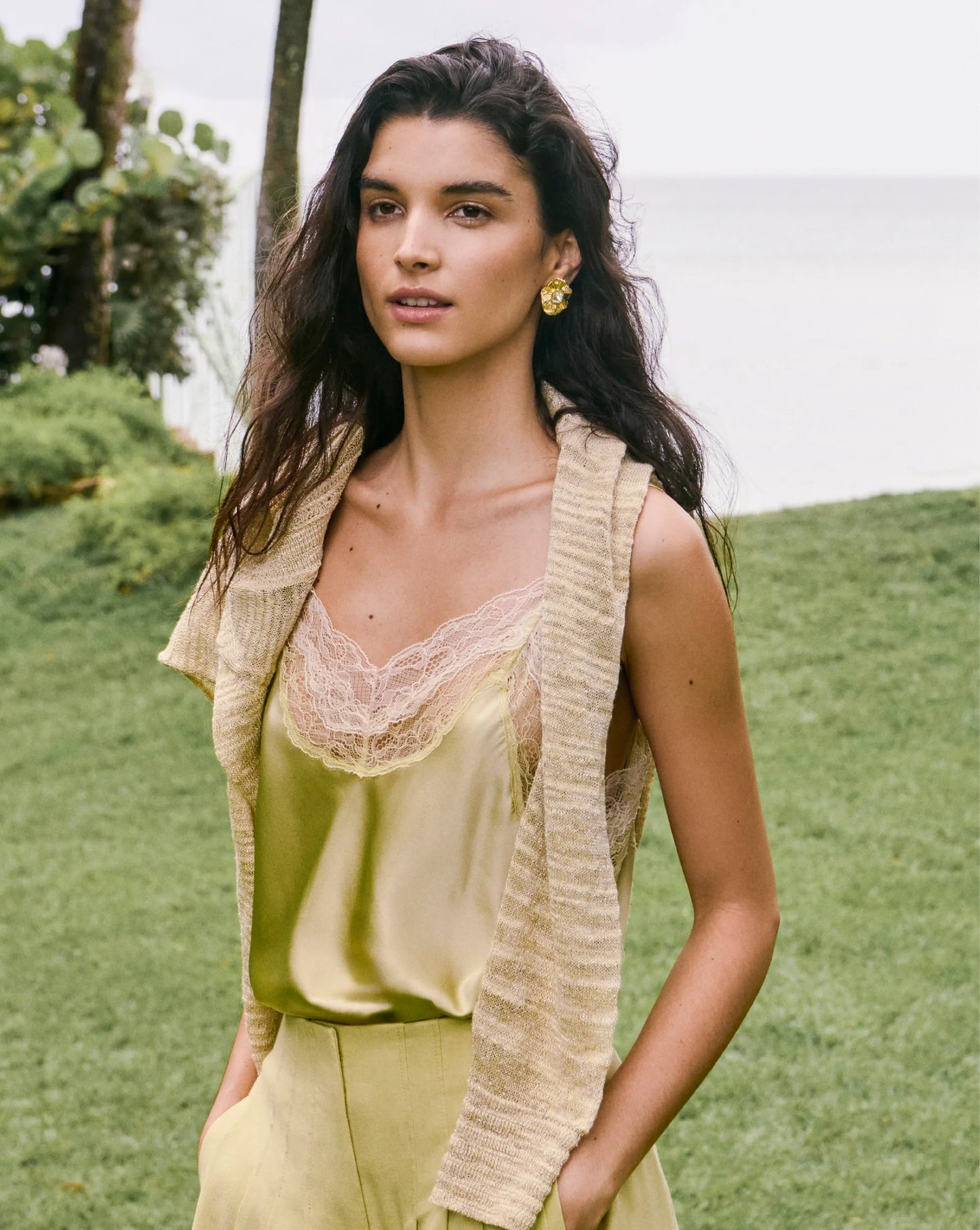 Johanan Stretch-Silk Camisole in Pistachio
