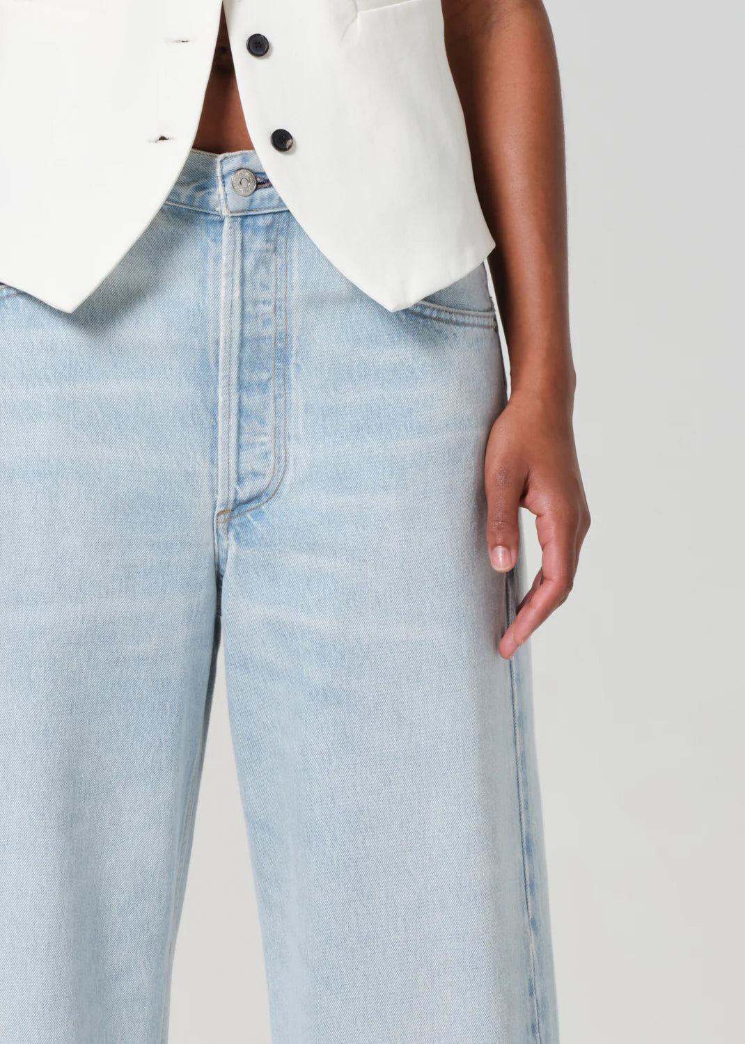 Ayla Raw Hem Crop in Sailor