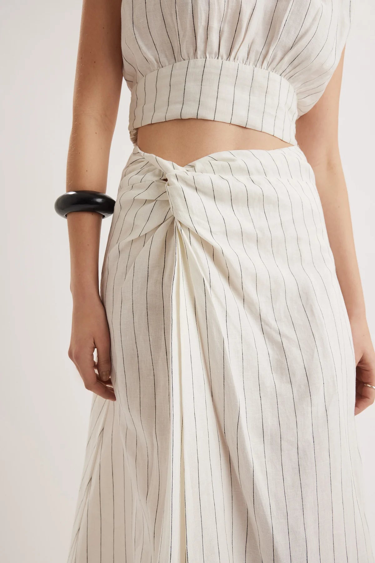 Mehar Stripe Skirt-Ivory Black