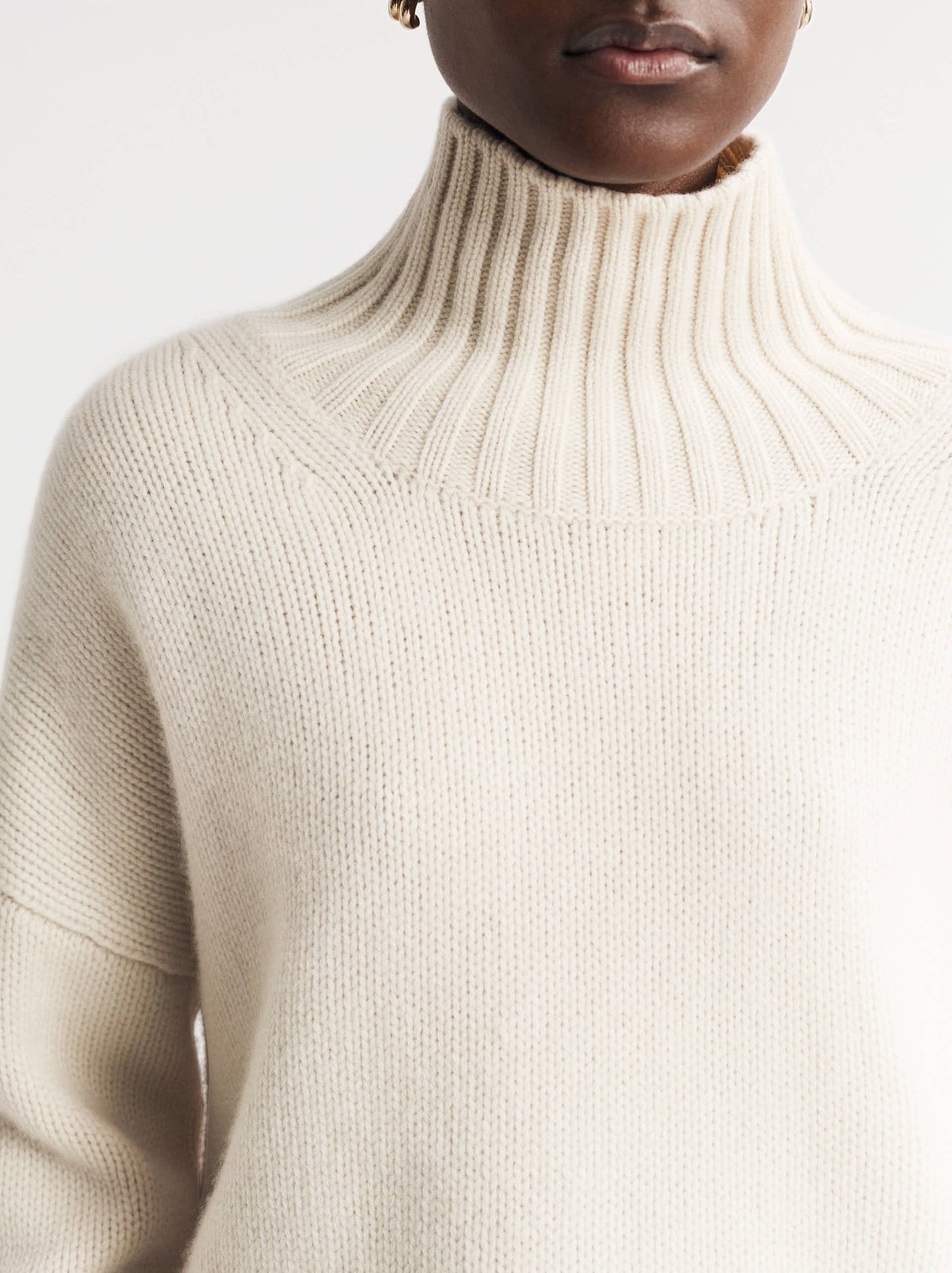 Girlfriend Turtleneck in Feather White