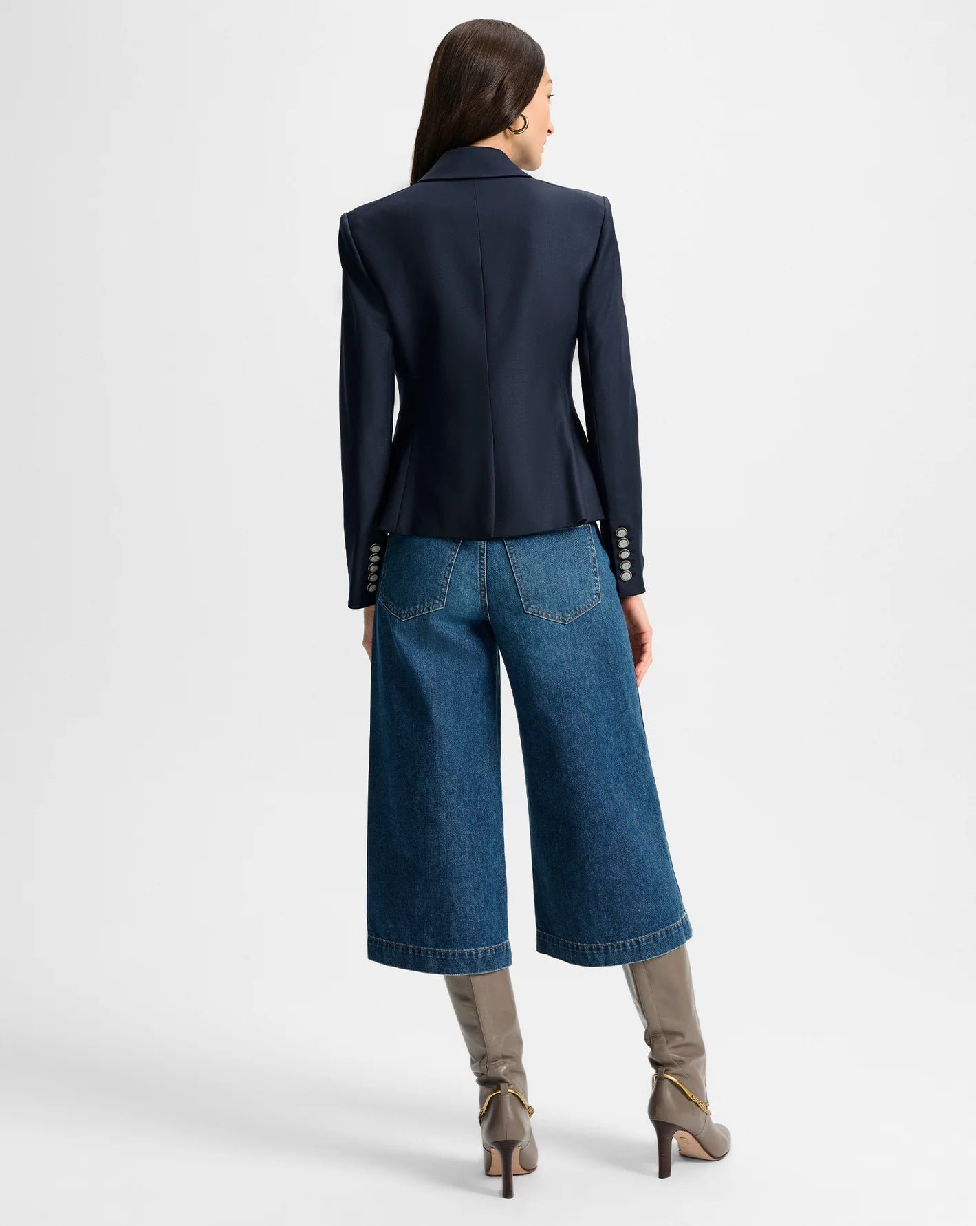 Rickie Cropped Dickey Jacket in Navy