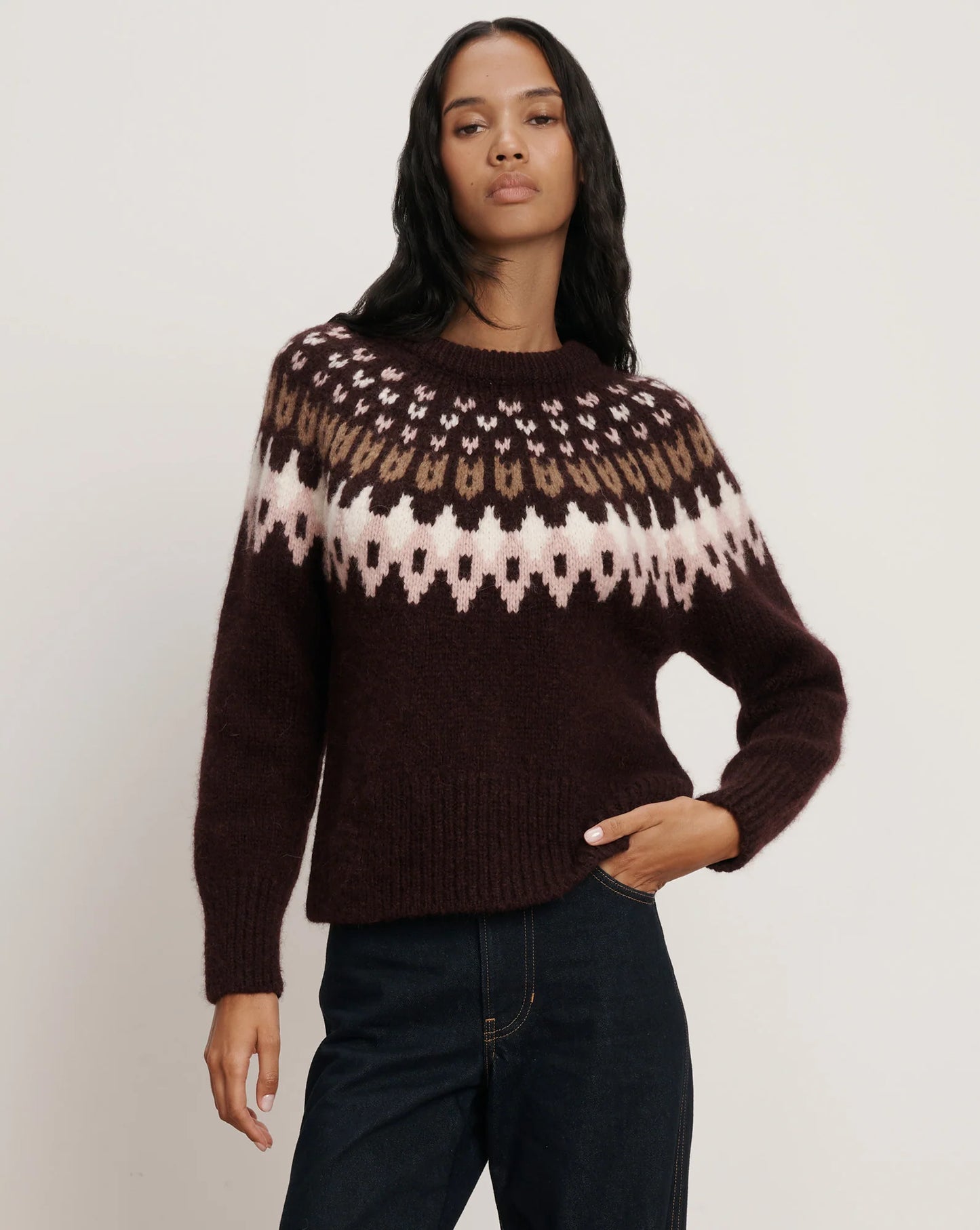 Anne Fair Isle Sweater in Raisin Multi