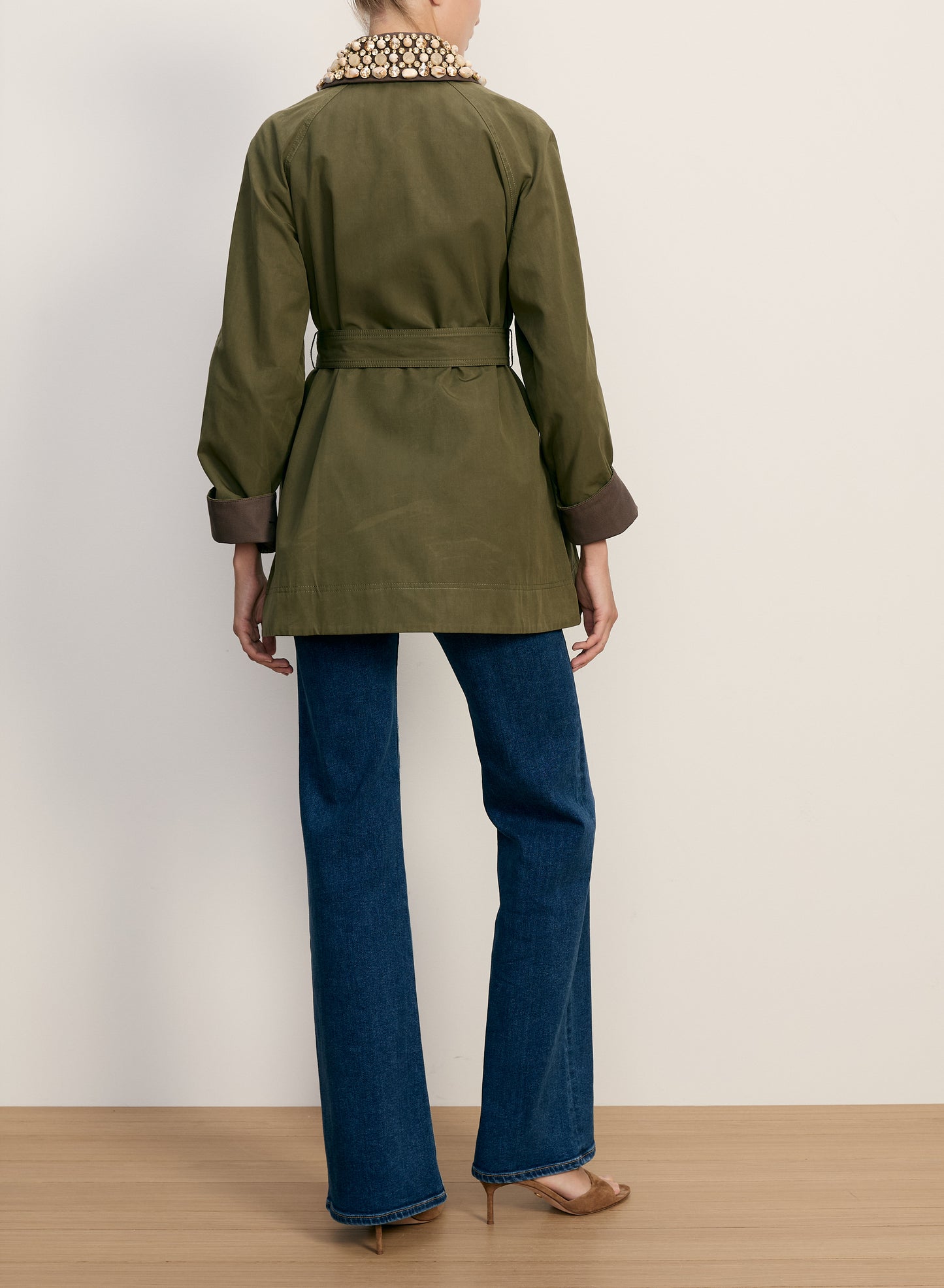 Langham Belted Dickey Coat in Army