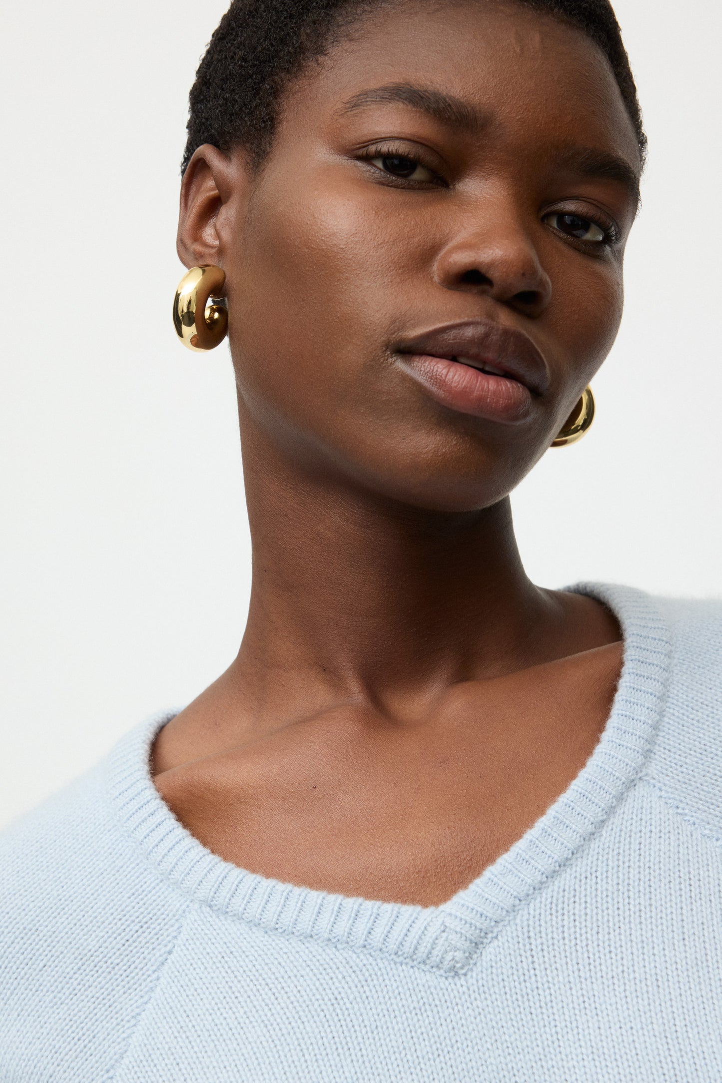 Oversized V-Neck in Ice Blue