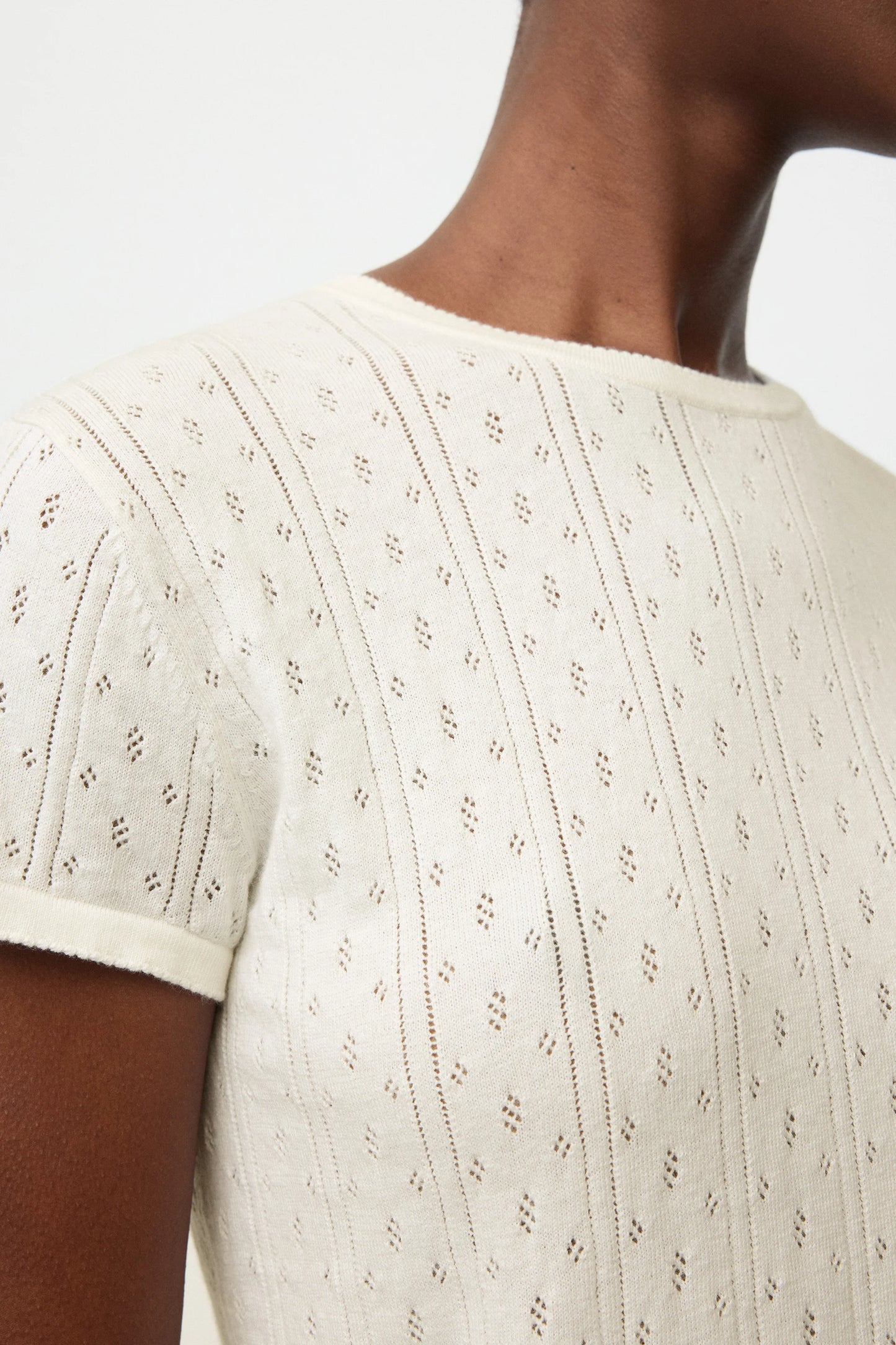 Pointelle Tee in Feather White
