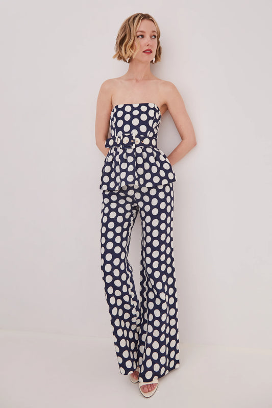 Sunflower Pant in Celeste Navy Dot