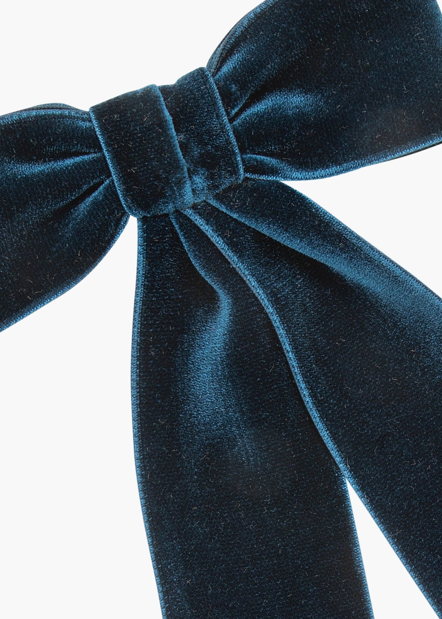 Wide Velvet Bow Barrette in Prussian Blue