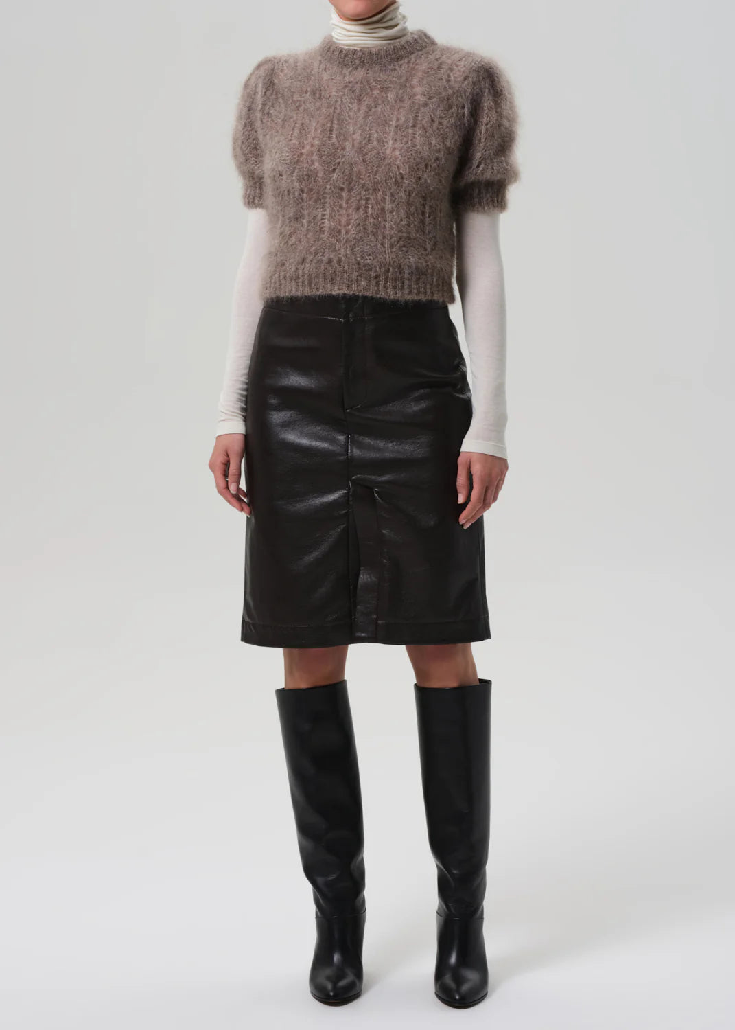 Odette Puff Sleeve Sweater in Mushroom