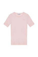 Soft Cotton Rib Short Sleeve T-Shirt in Pink