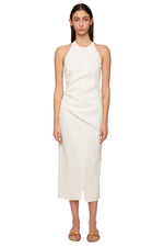 Sylvie Linen Midi Halter Dress in White