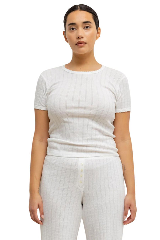 Pointelle Slim Fit Tee in White