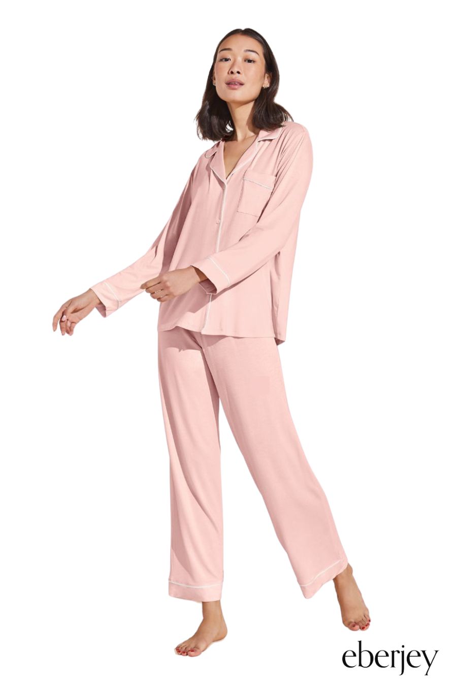 Gisele TENCEL™ Modal Long PJ Set in Petal Pink/Ivory