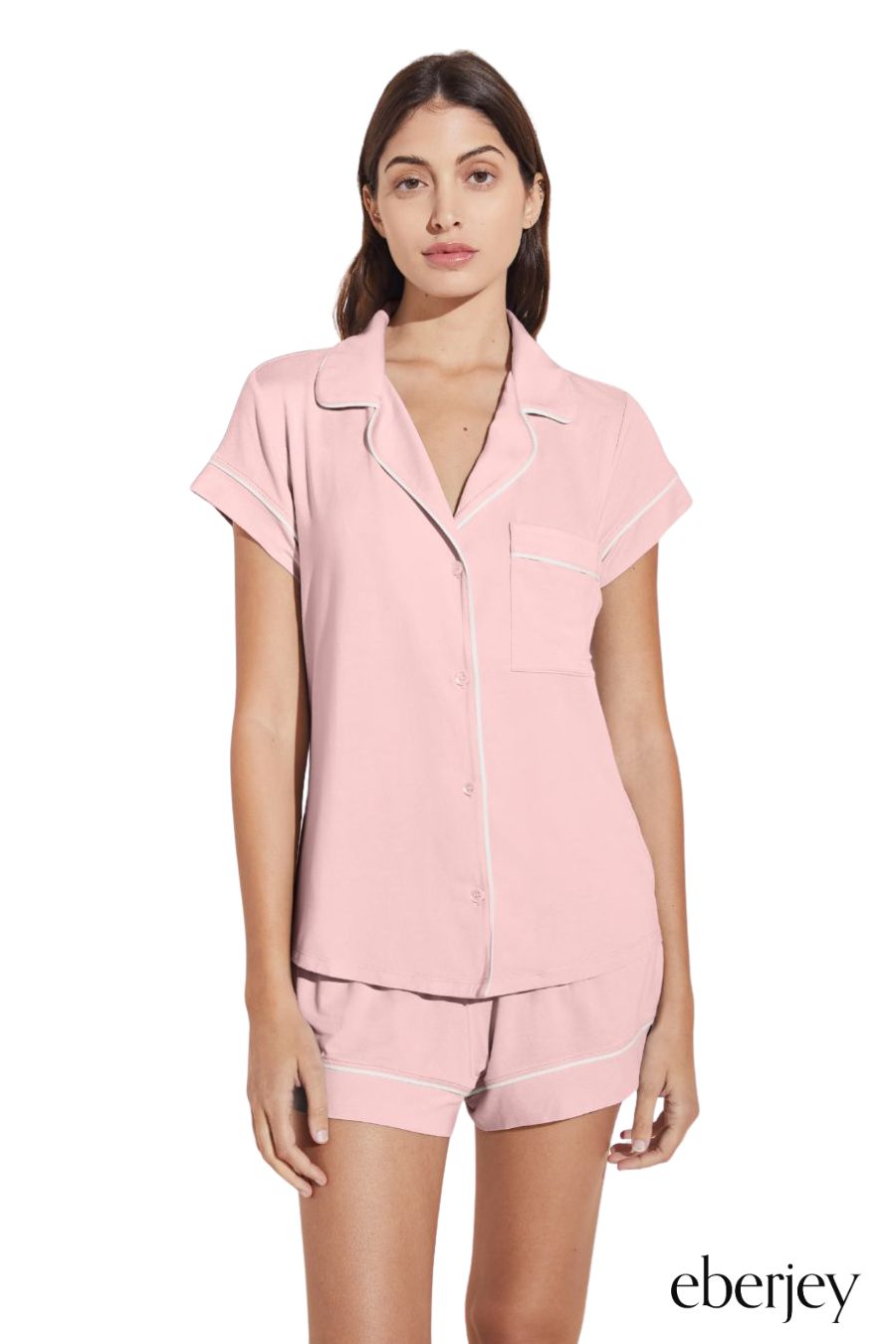 Gisele TENCEL™ Modal Shortie Short PJ Set in Petal Pink/Ivory