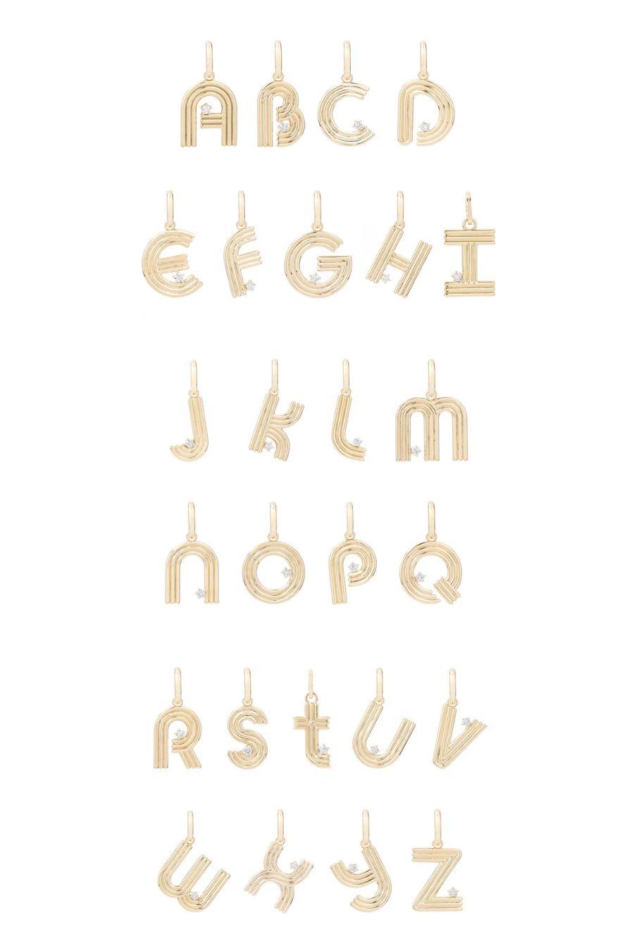 Groovy Diamond E Initial Hinged Charm