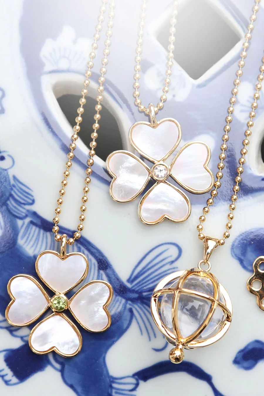 Heart Clover Charm White
