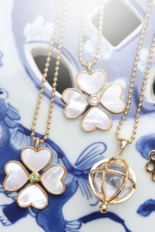 Heart Clover Charm White