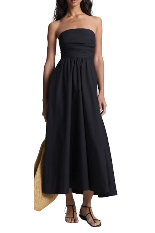 Tate Strapless Midi Dress in Black