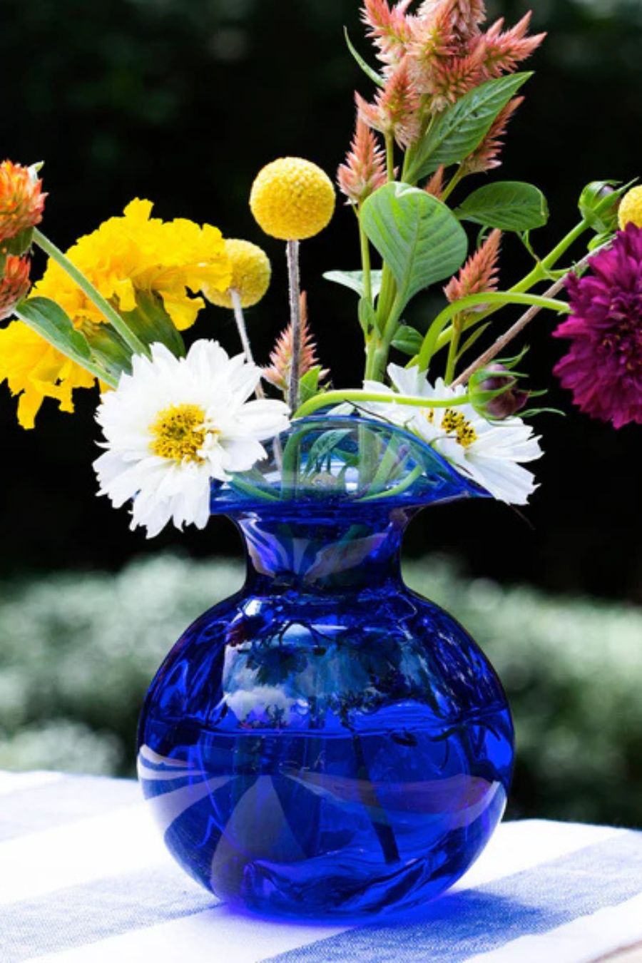 Hibiscus Glass Cobalt Bud Vase