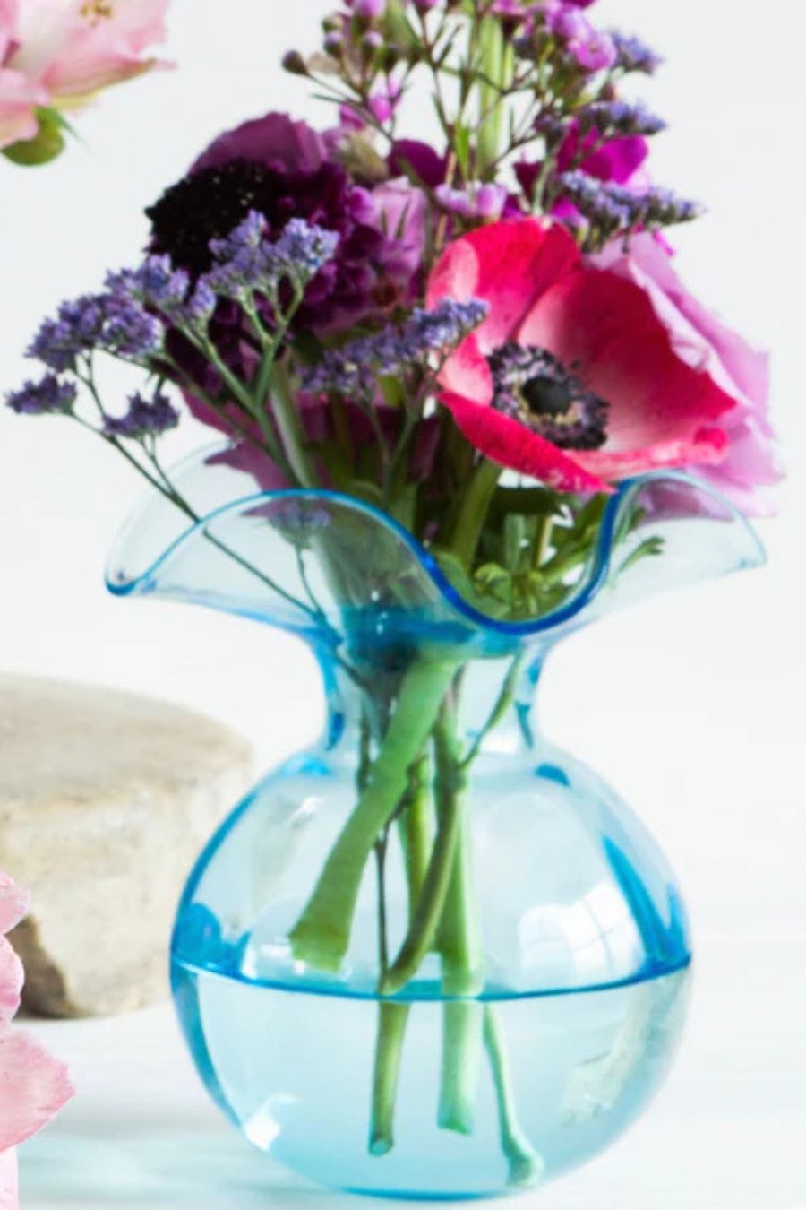 Hibiscus Glass Aqua Bud Vase