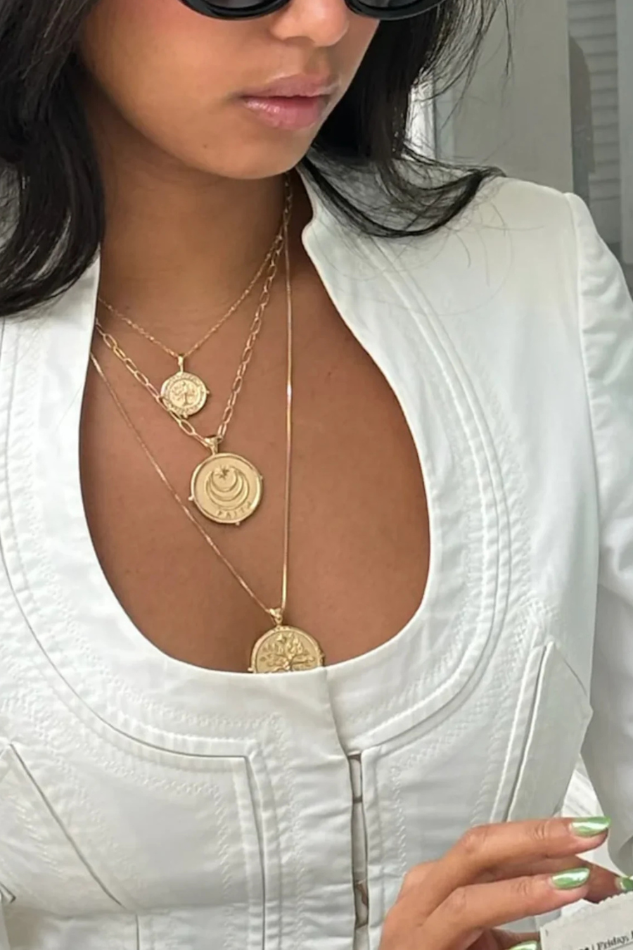 FAITH Petite Embellished Coin Necklace