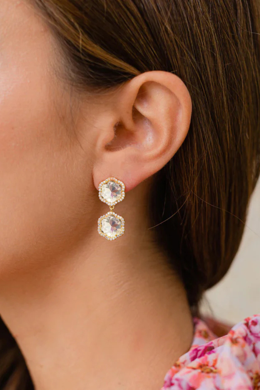 Crystal Flower Drop Earring
