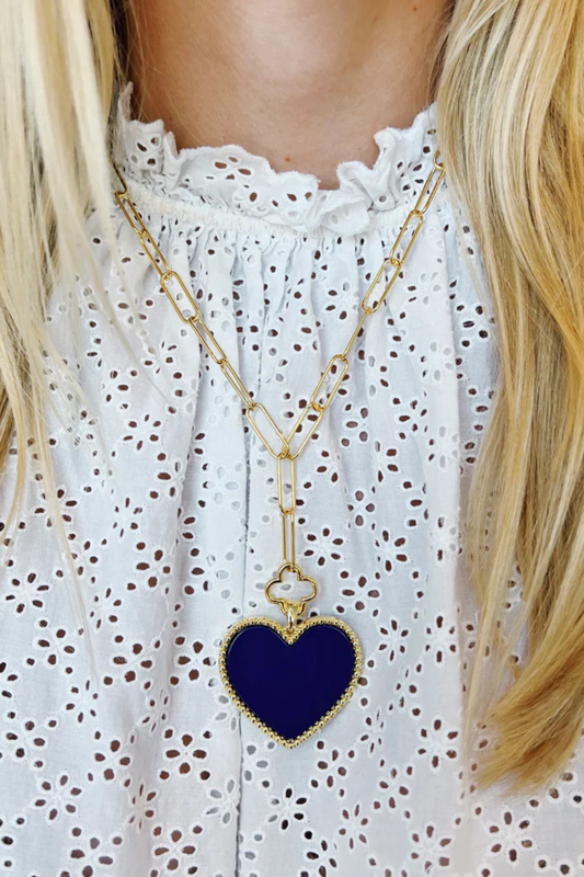 Beaded Heart Pendant in Lapis
