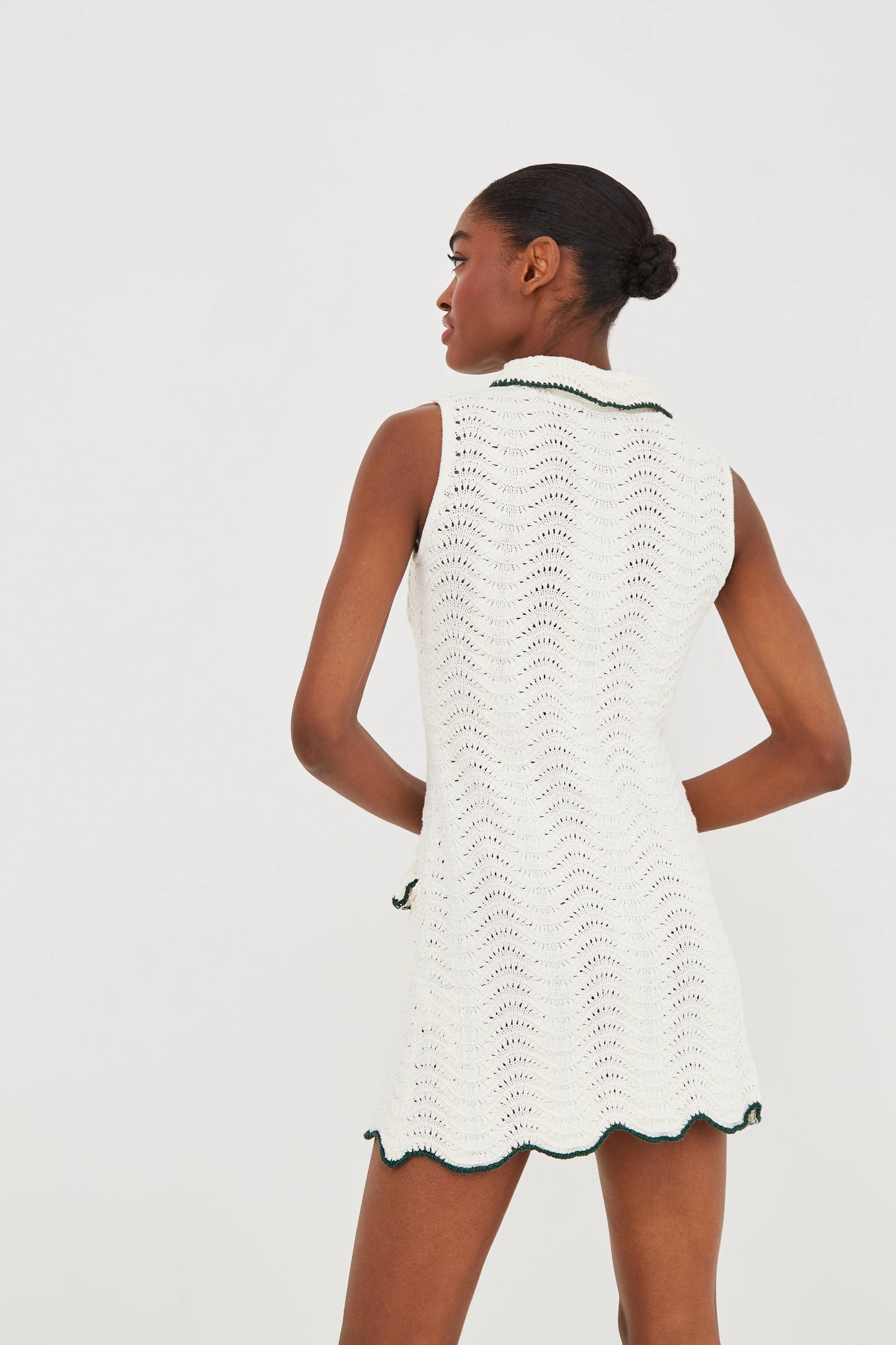 Sheena Mini Dress in Green and Ivory Wave