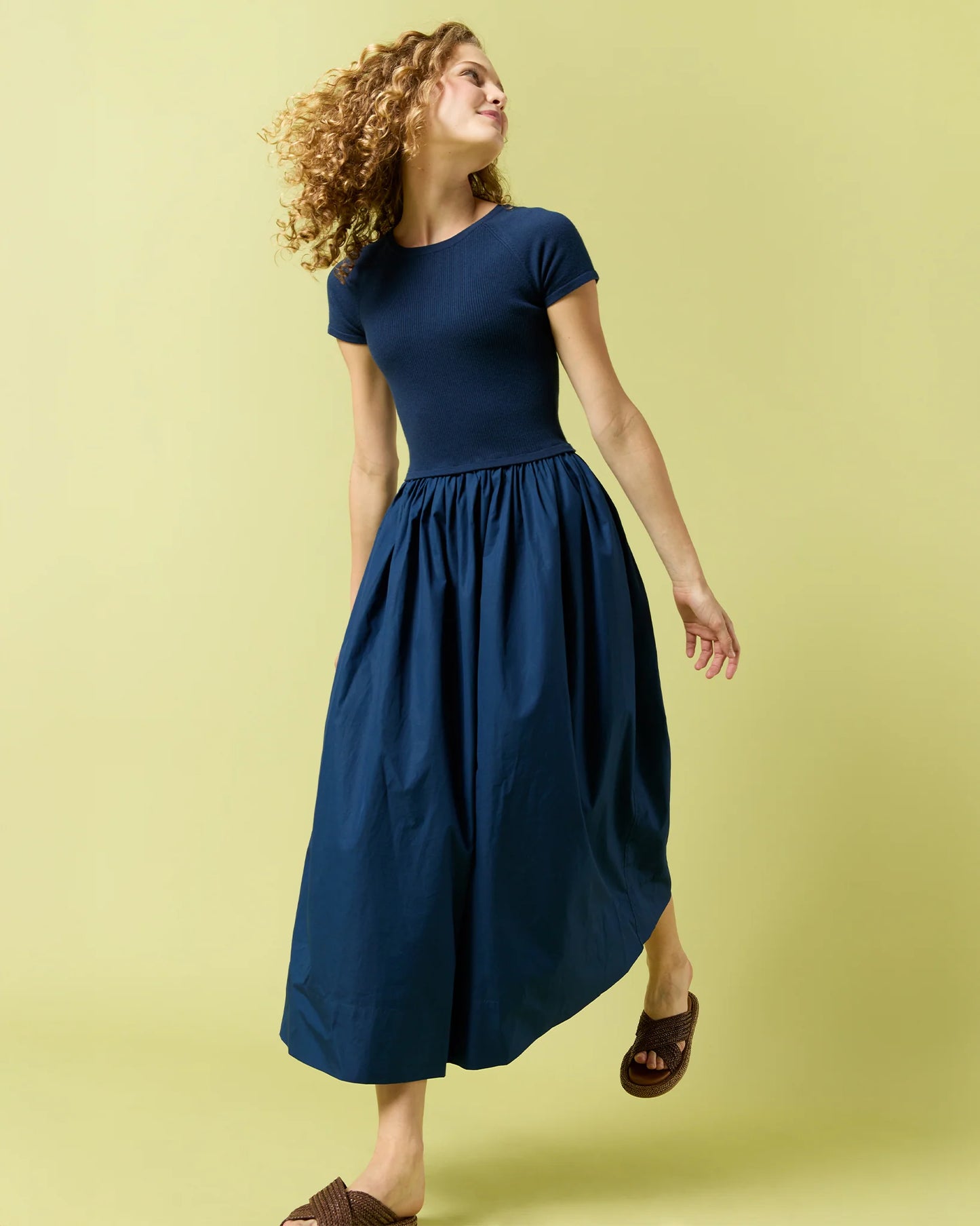 Cosette Dress in Bright Navy Cotton/Silk