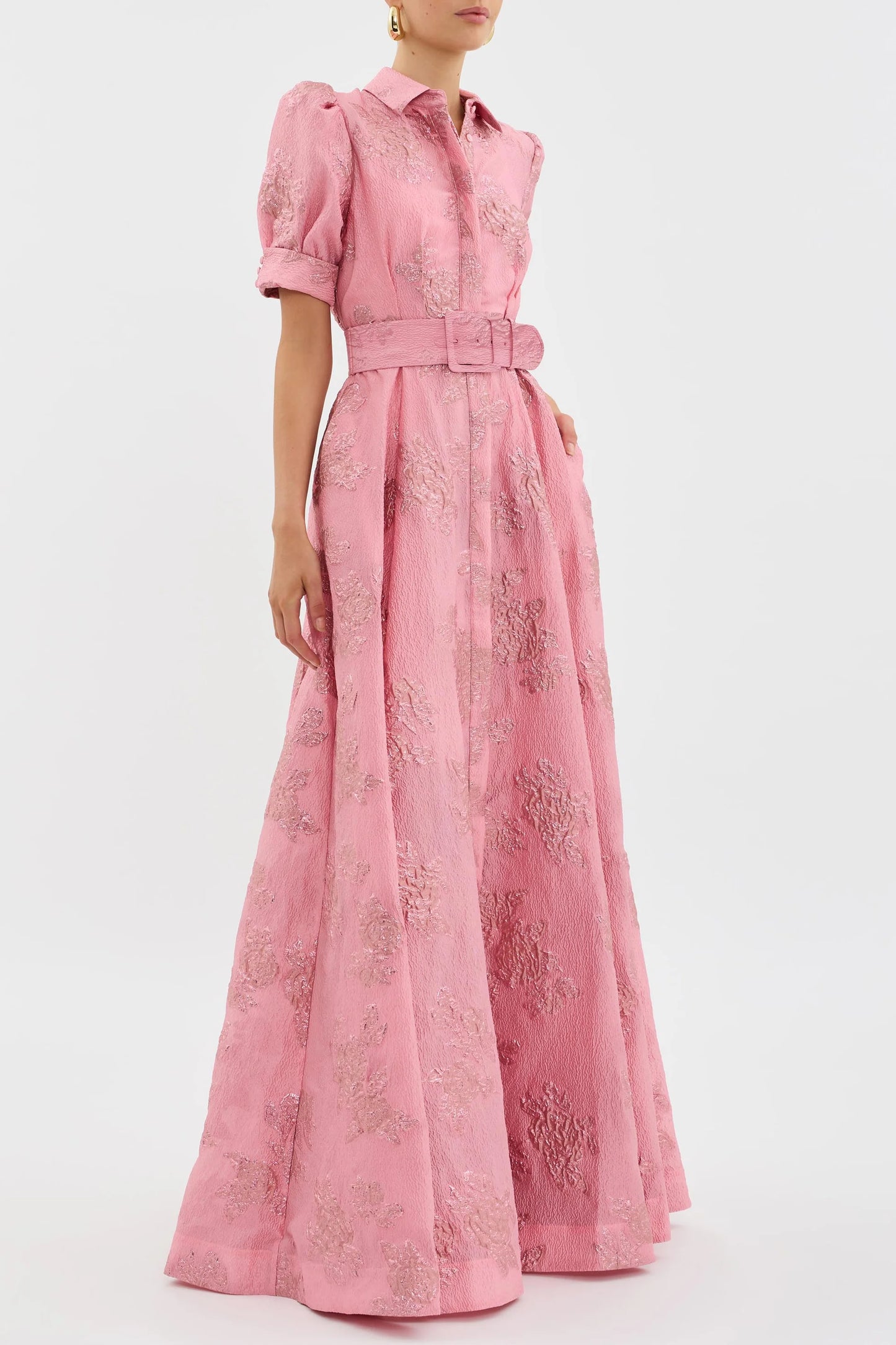 Annette Button Down Gown in Pink