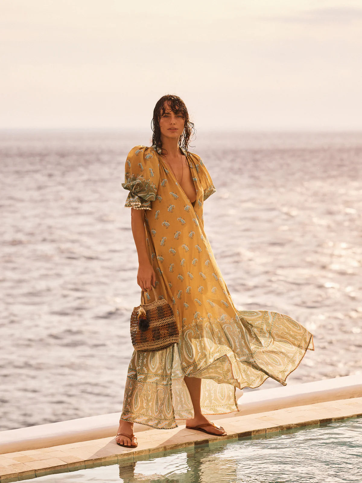 Lucent Maxi Smock Dress in Amber