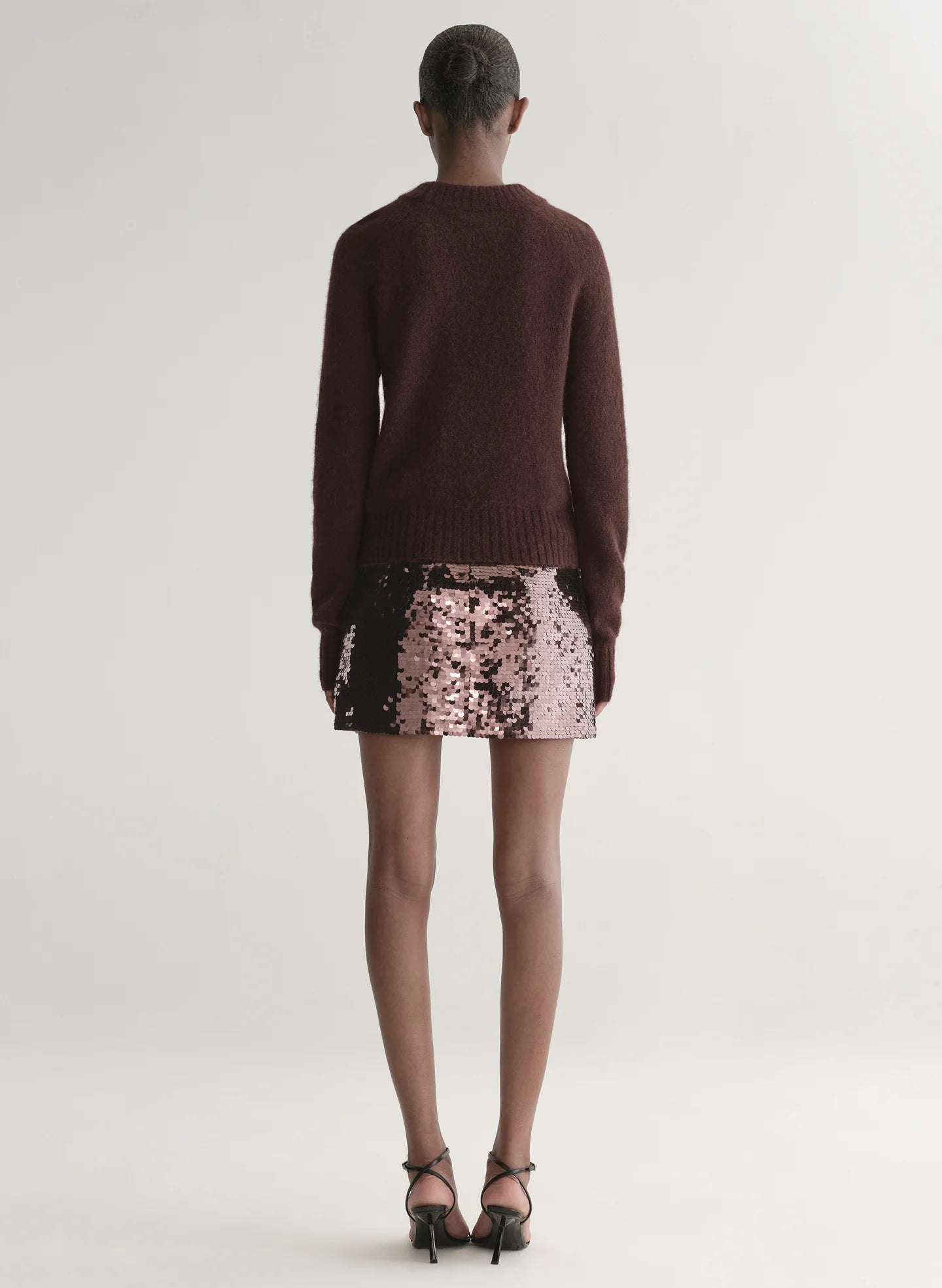 Cleo Sequin Mini Skirt in Merlot