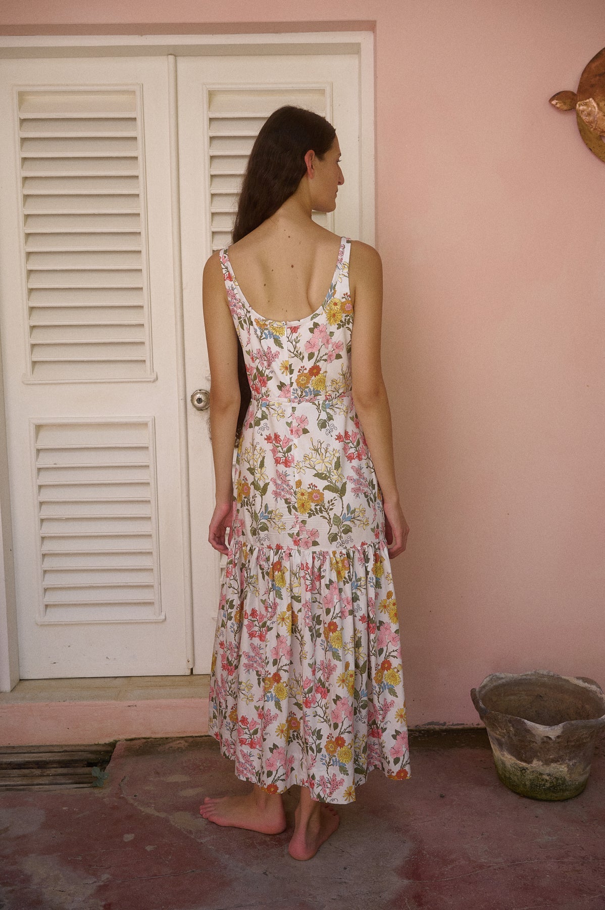 Double Drawstring Dress in Multi Floral