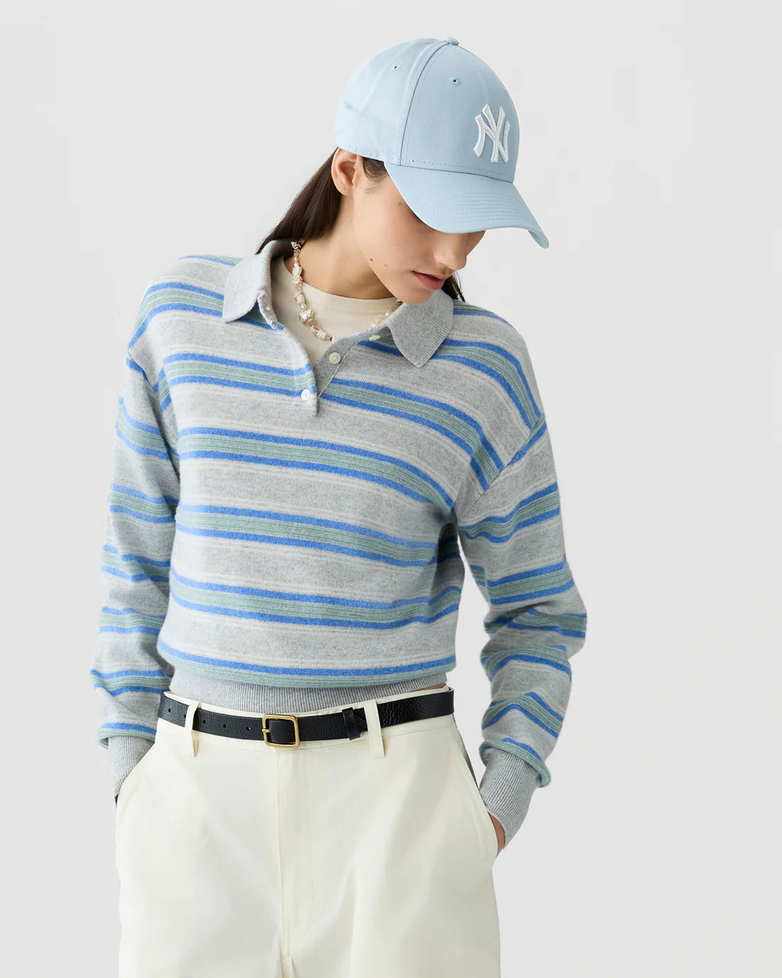 Collegiate Stripe Polo in Stone Combo