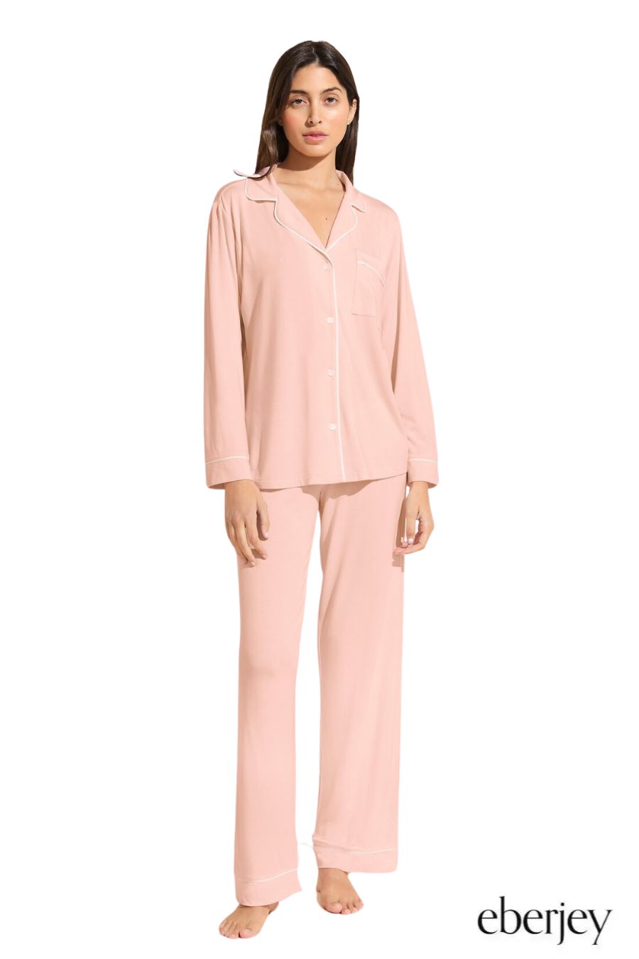 Gisele TENCEL™ Modal Long PJ Set in Petal Pink & Ivory