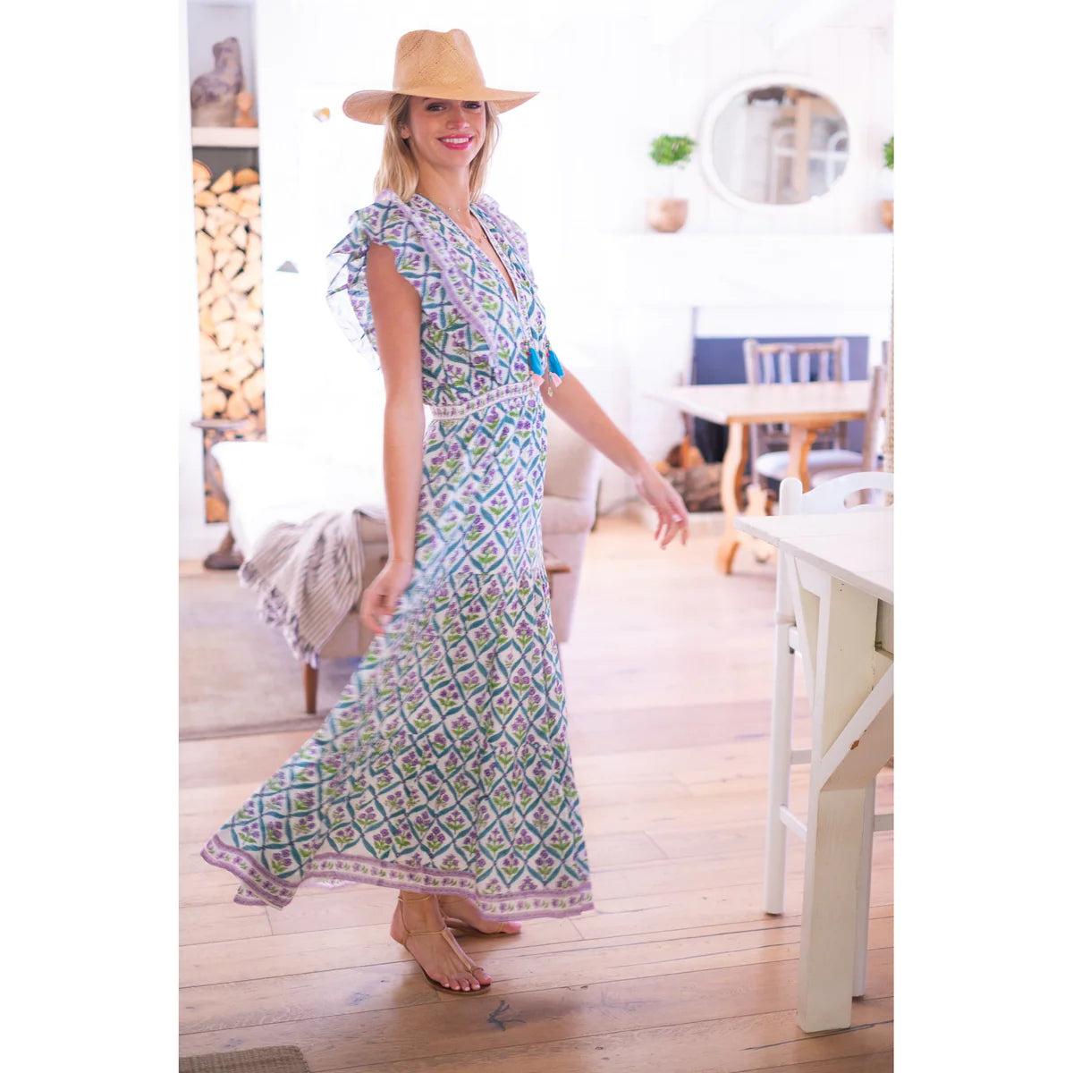 Phoebe Maxi Dress in Turquoise/Purple