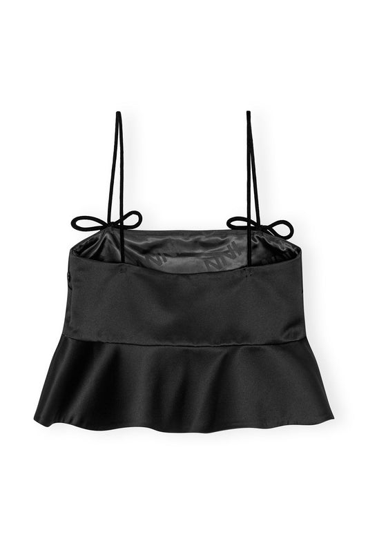Black Duchesse Satin Top