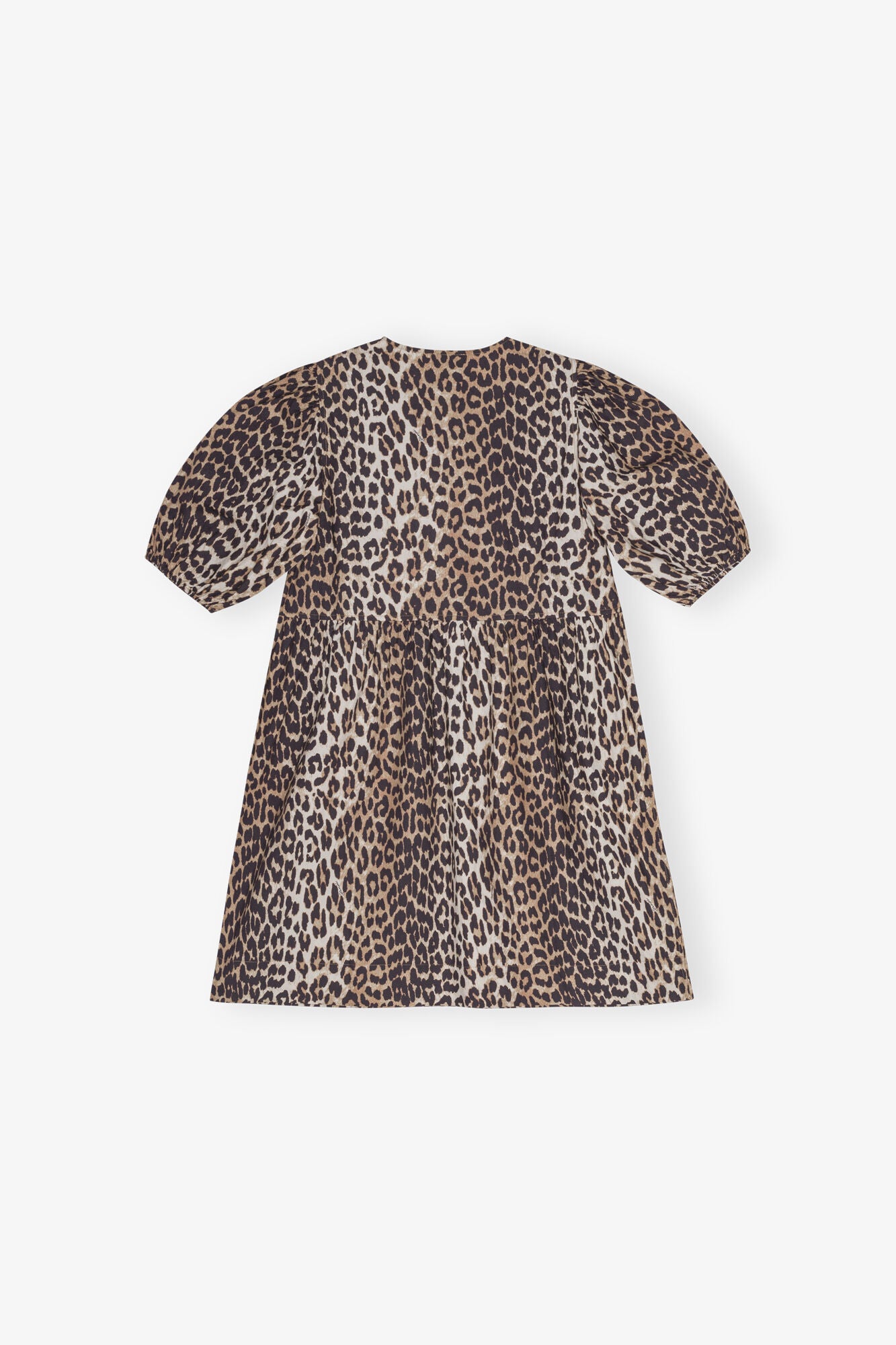 Leopard Printed Cotton Tie String Mini Dress
