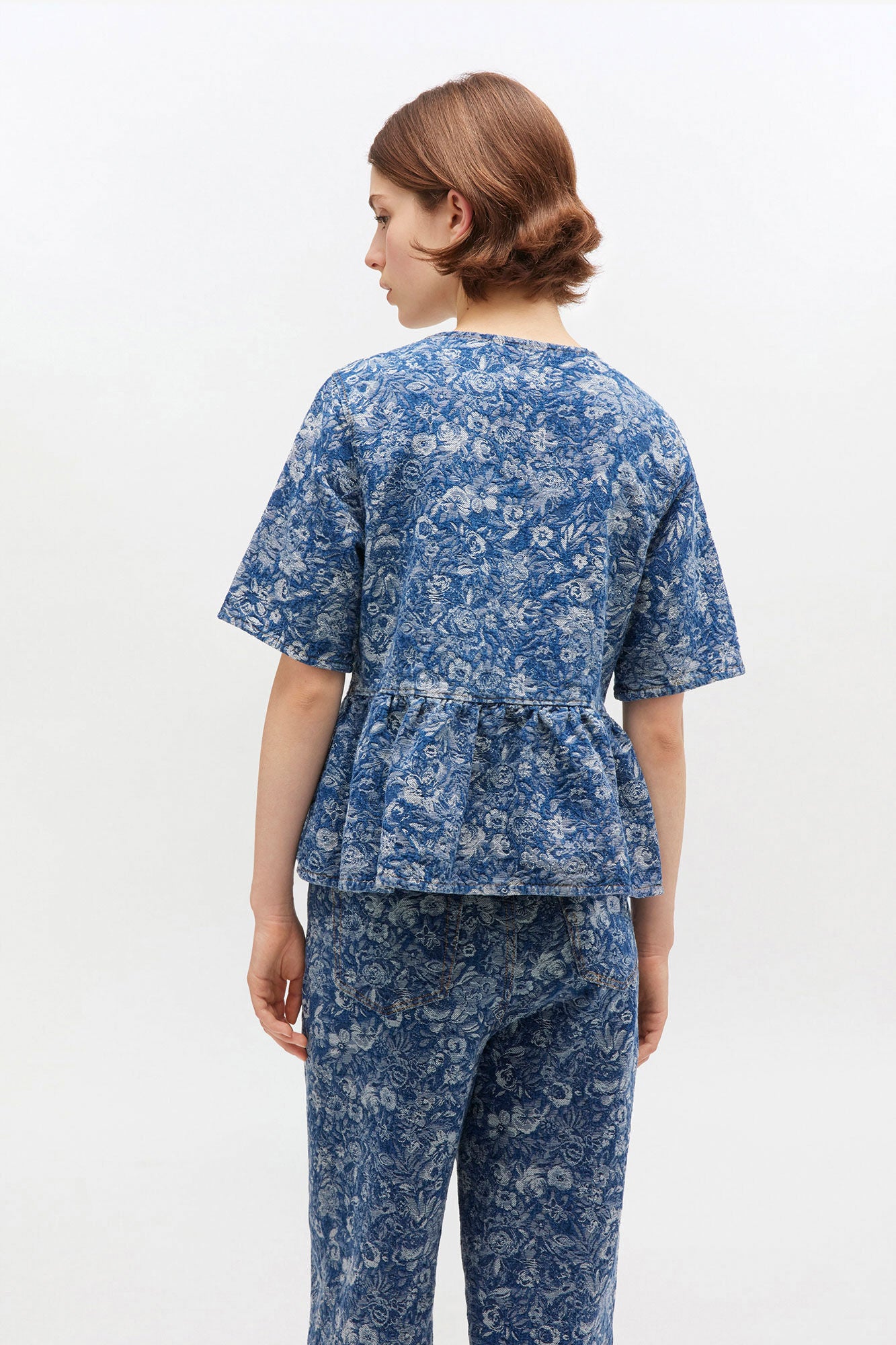Blue Tapestry Peplum Blouse