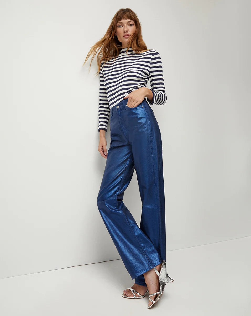 Dylan Vegan Leather Wide Leg Pant In Ecru