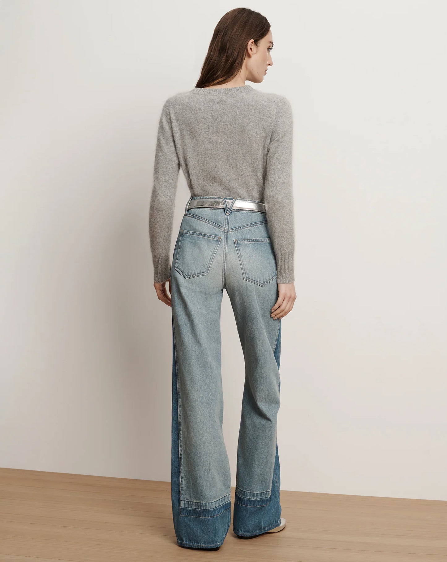 Taylor Color-Block Wide-Leg Jean in Cloudy Colorblock