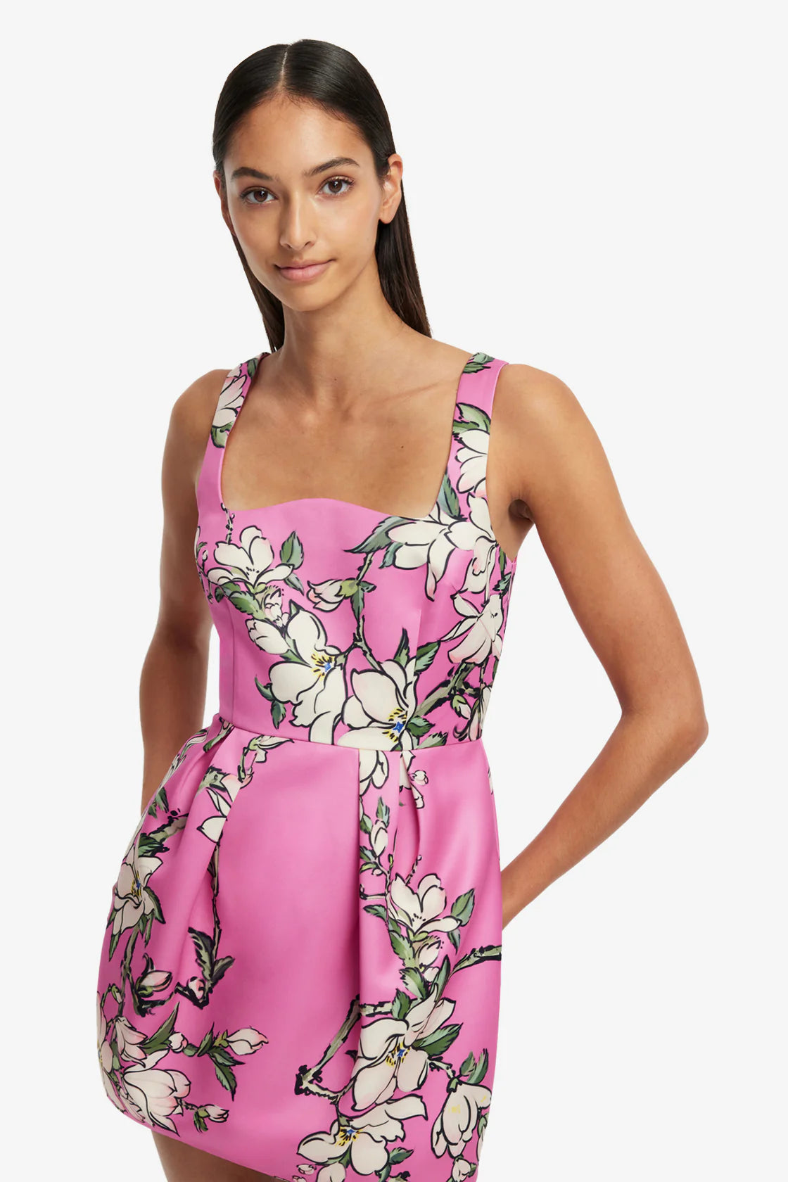 Piper Mini Dress in Pink Magenta Print