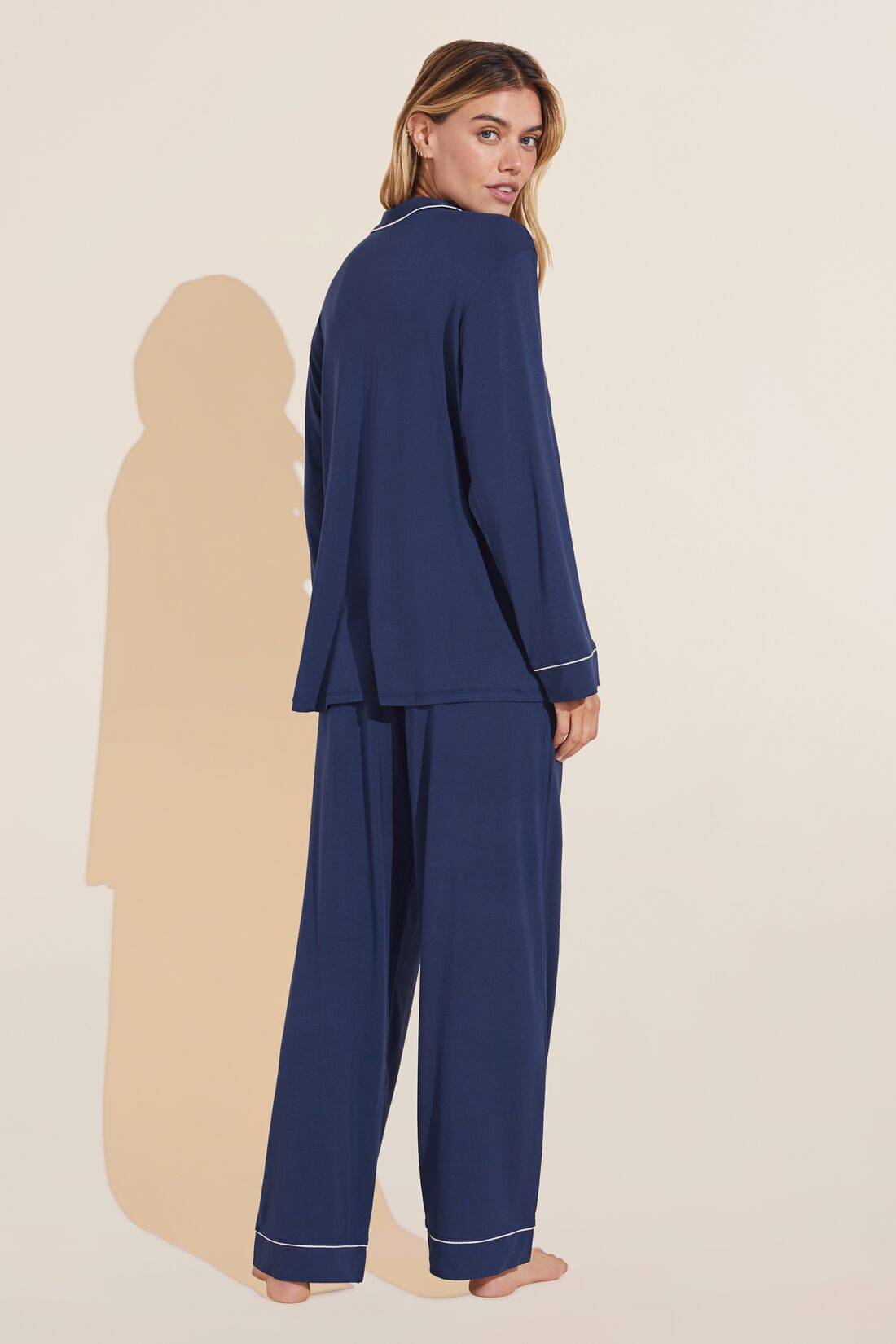 Gisele TENCEL™ Modal Long PJ Set in Navy/Ivory