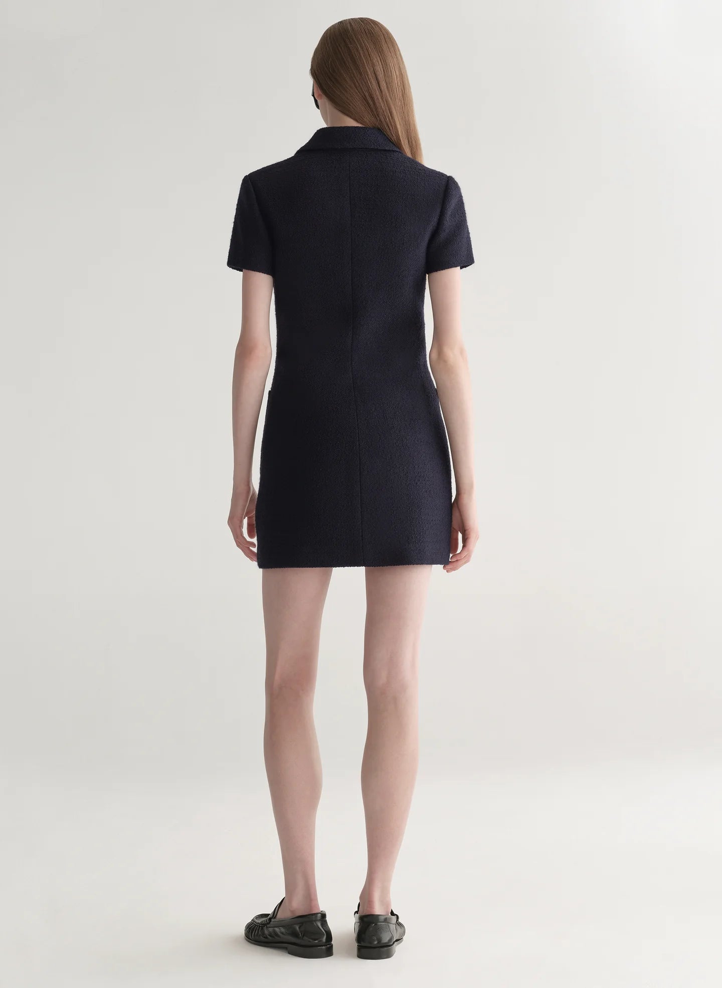 Marcie Cotton Boucle Mini Dress in Deep Navy
