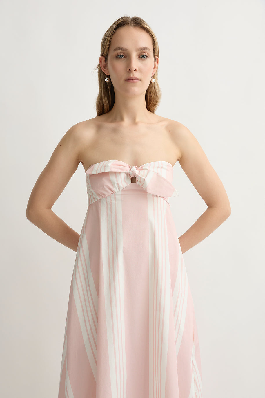 Rosie Strapless Dress in Pink Stripe