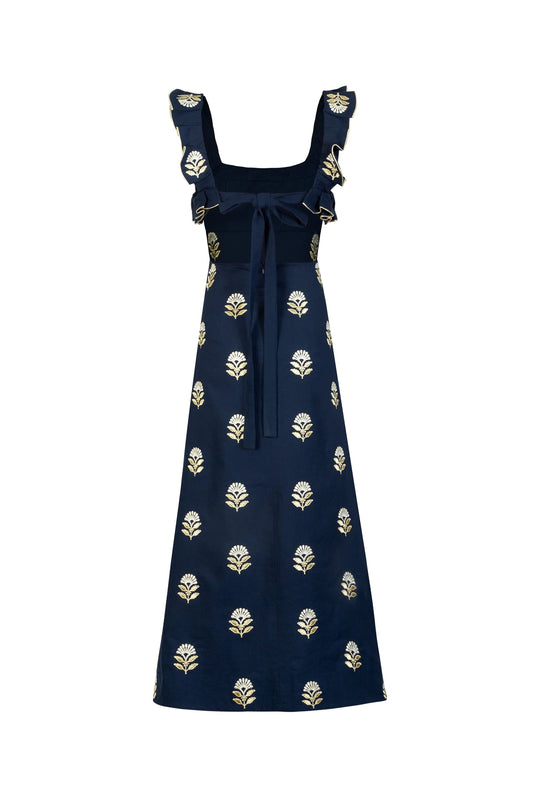 Malika Dress in Navy/White