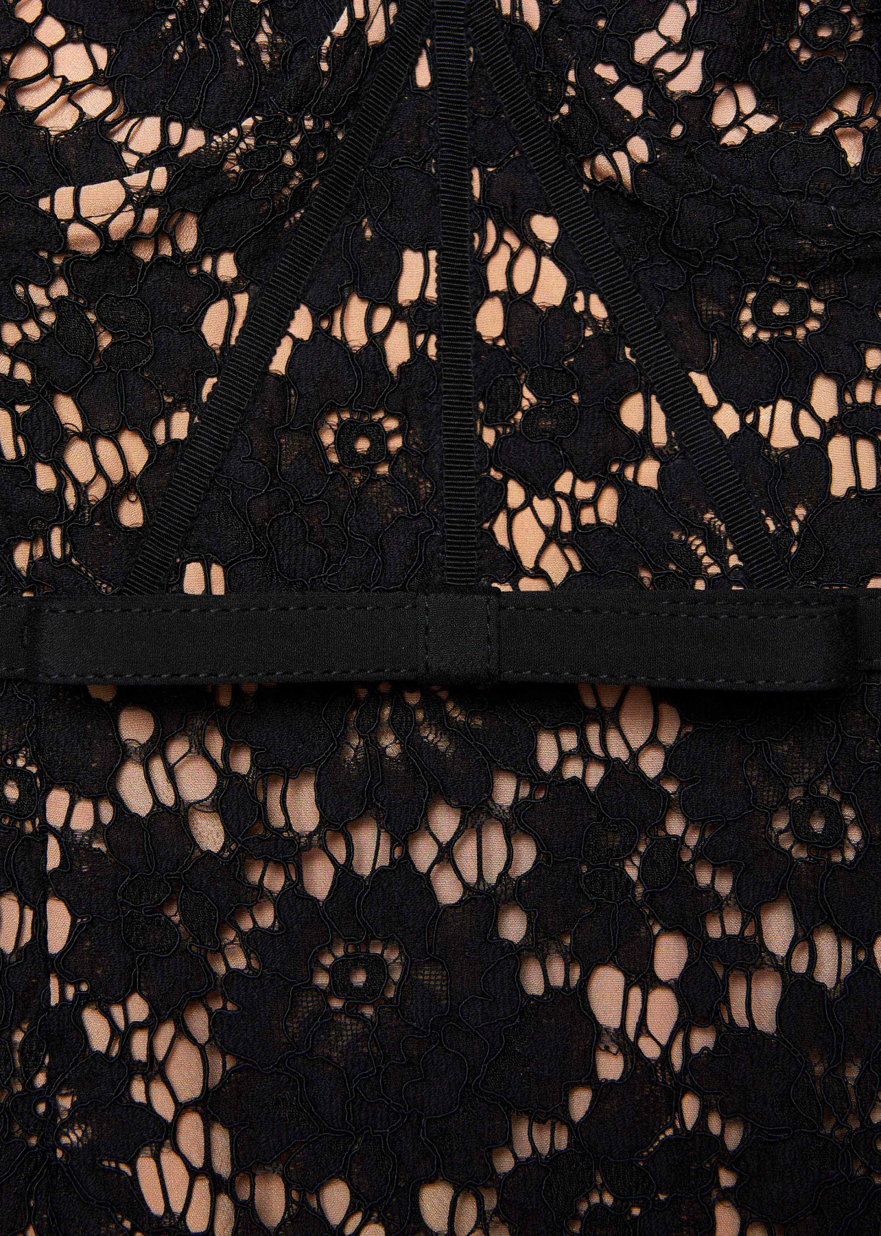 Black Fine Lace Midi Dress